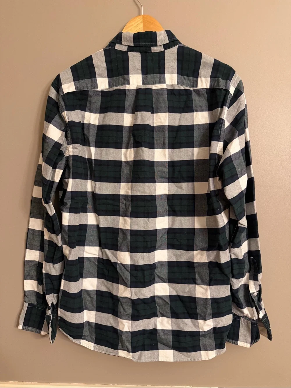 J.Crew Men's Large Slim Oxford Button Down Shirt Plaid Buffalo Check Navy Green